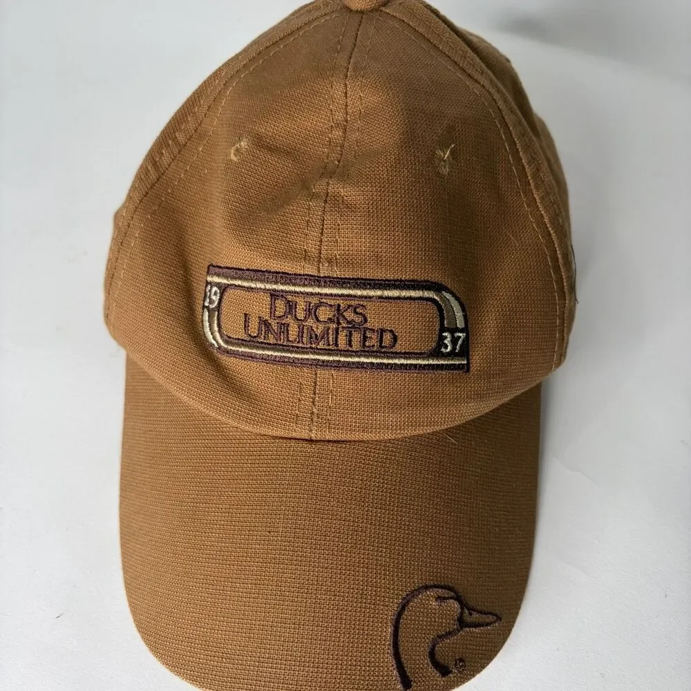 Ducks Unlimited Baseball Cap Hat Brown Tan Embroidered Men Adjustable